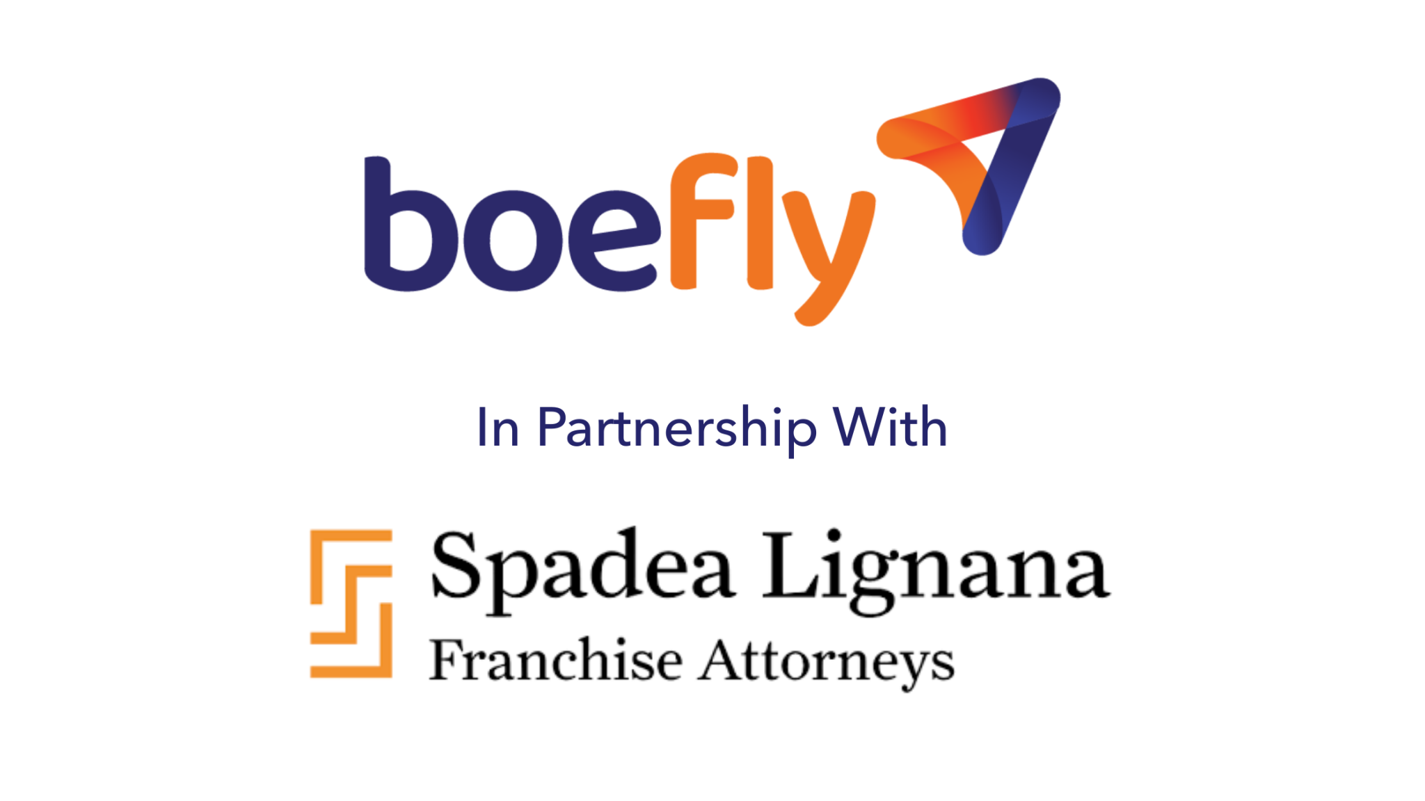 BoeFly logo with the text In Partnership With Spadea Lignana logo